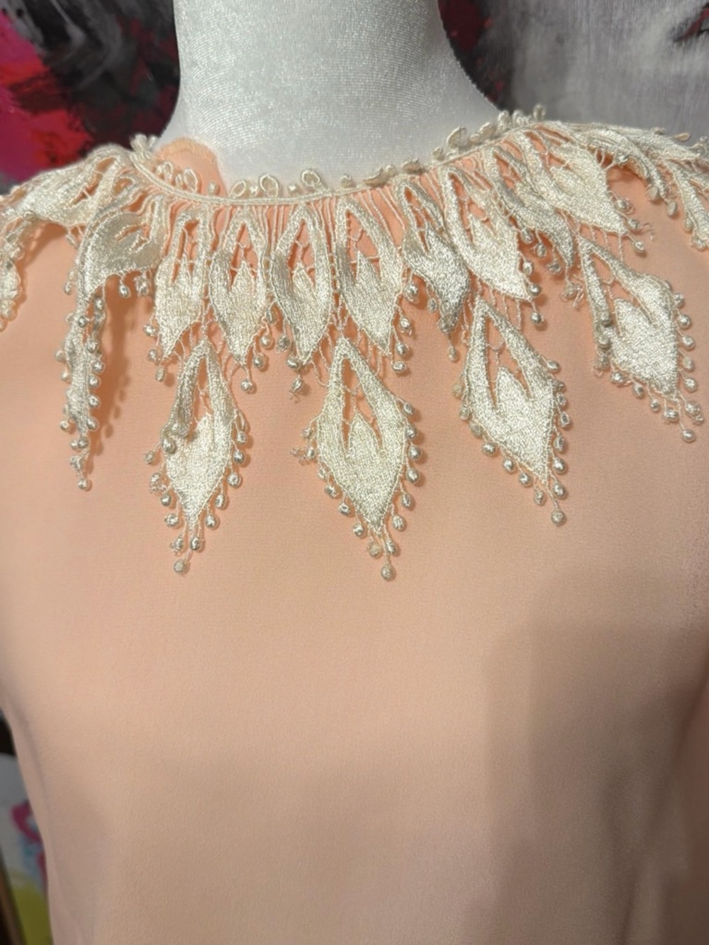 Jamie Kay Peach Pleated Midi Dress with Embroidered Yoke - Picture 2 of 4